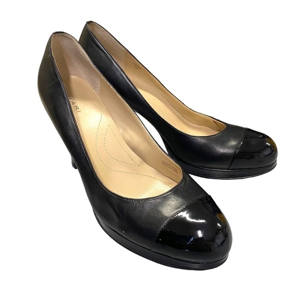 Tahari Laura Black Toe Cap Leather Platform Heels Size 10 - Picture 8 of 16